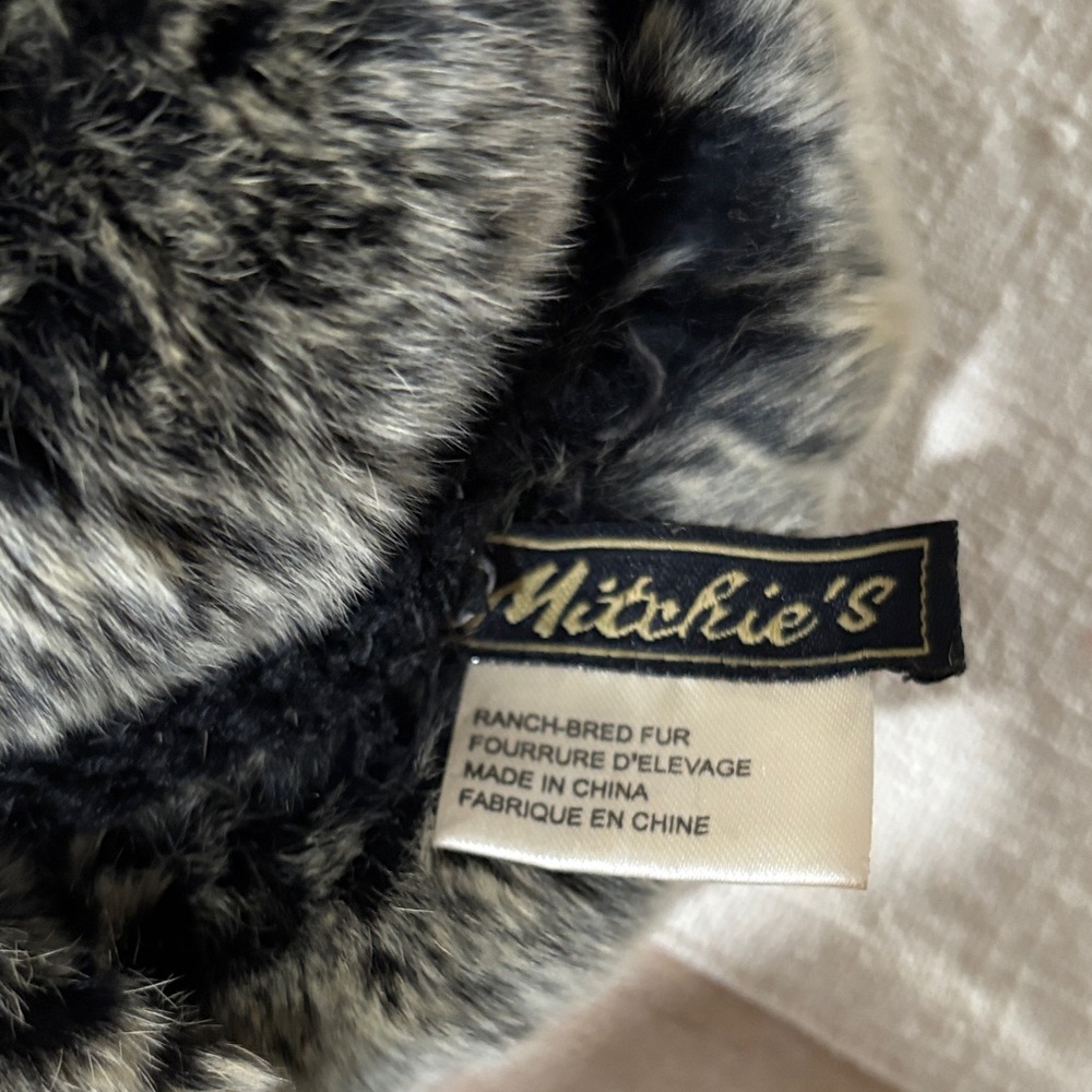Black and Gray Fur Scarf